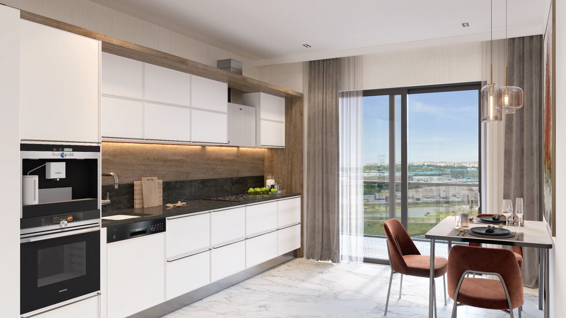 Современный комплекс в Зейтинбурну - kitchen